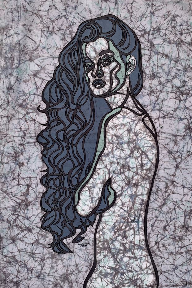 mermaid hair artistic nude artwork print by artist kevin houchin