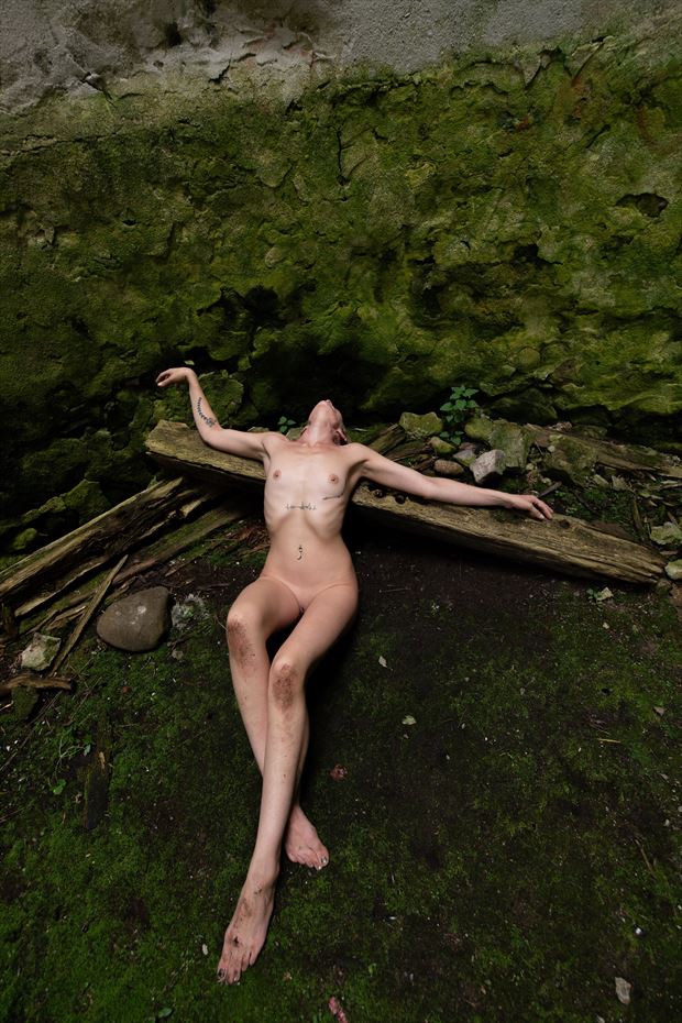 on the floor of the silo artistic nude photo print by model dorola visual artist