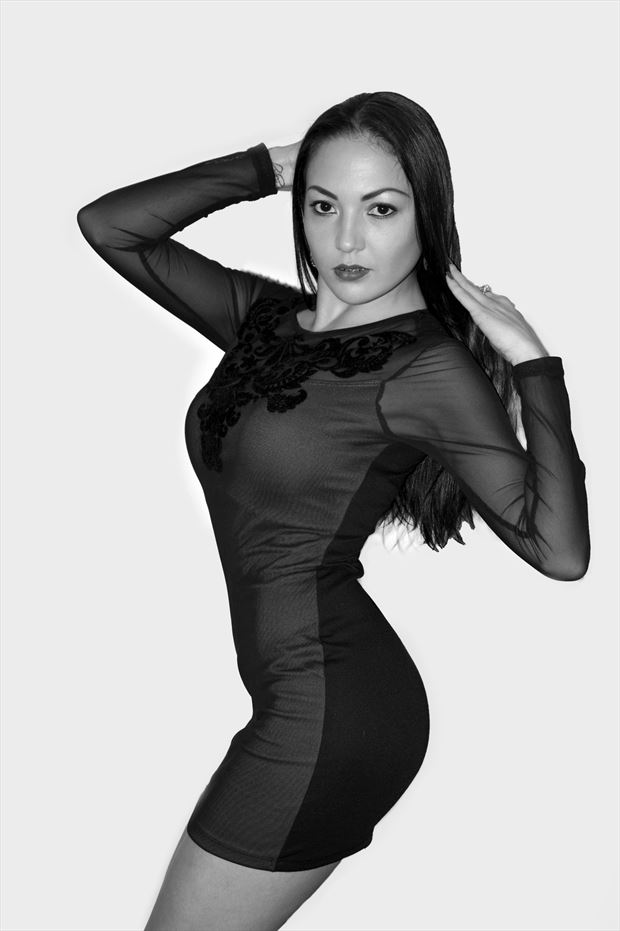 pretty girl in sensual black dress sensual photo print by artist julian monge najera