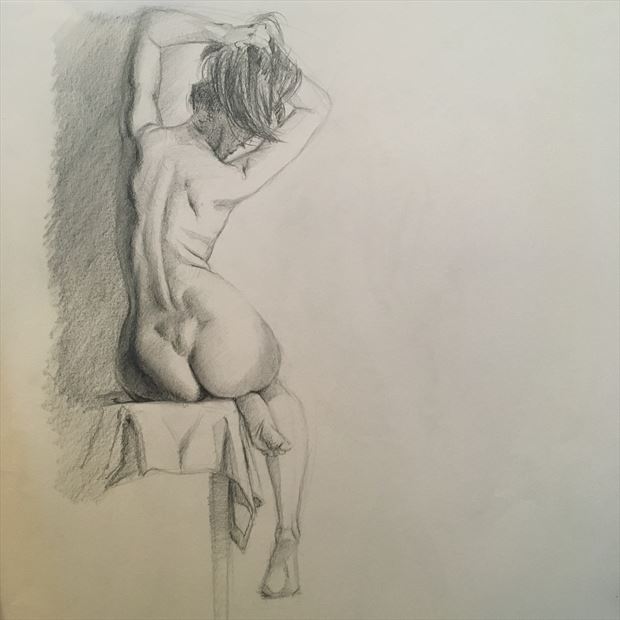 seated nude artistic nude artwork print by artist edoism