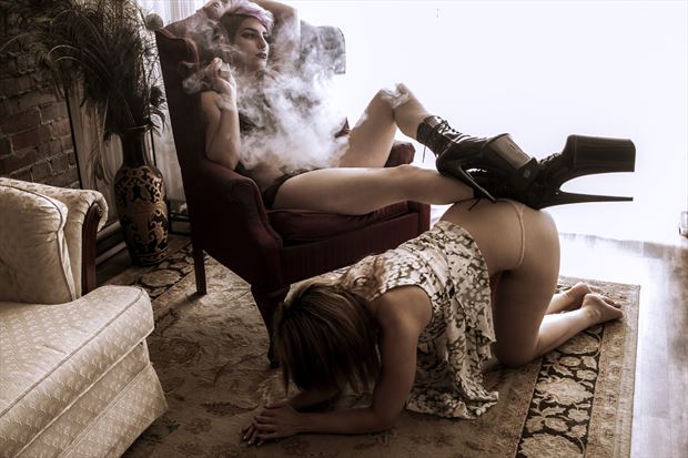 taking a smoke break erotic photo print by photographer james w